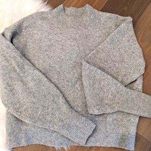 & Other Stories Grey Crewneck Sweater, cozy wide sleeve, size S small